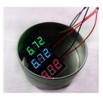 Digital voltmeter with blue LEDs, 3.5 to 30 V, black case, 3-digit and 2-wire, waterproof